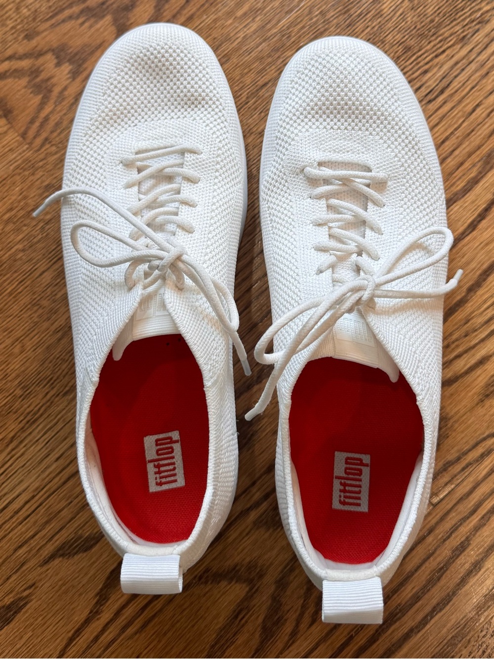 FitFlop White Knit Lace-Up Sneakers